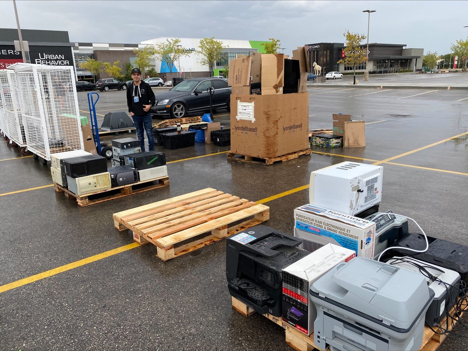 Collected electronics ready for ERA at a community recycling event