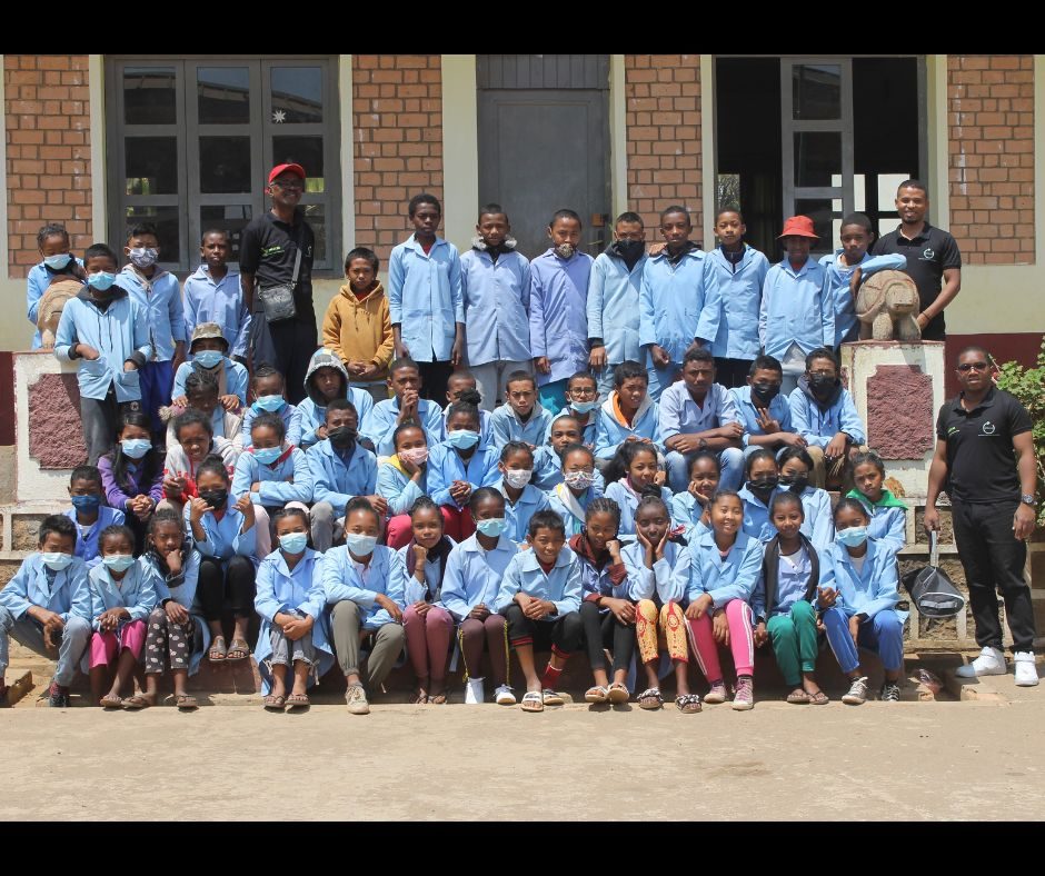 Students and staff at a partner school in Madagascar