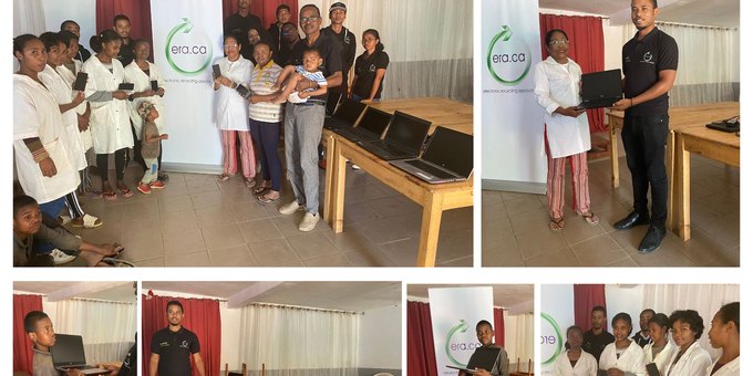 Community members receiving technology through an ERA network donation in Madagascar